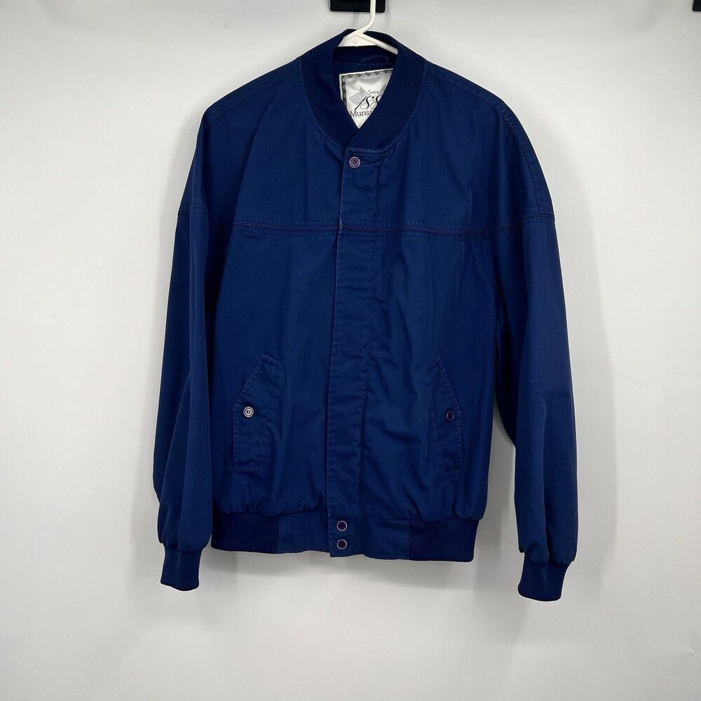 Mens Munsingwear Jacket M Blue Zip Golf Windbreaker Vintage Casual